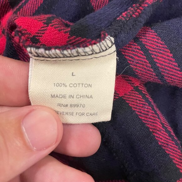 Love Notes Womens Plaid Button Up Top 3/4 Sleeve Hi Low Red/Multi Size Large - Picture 9 of 9